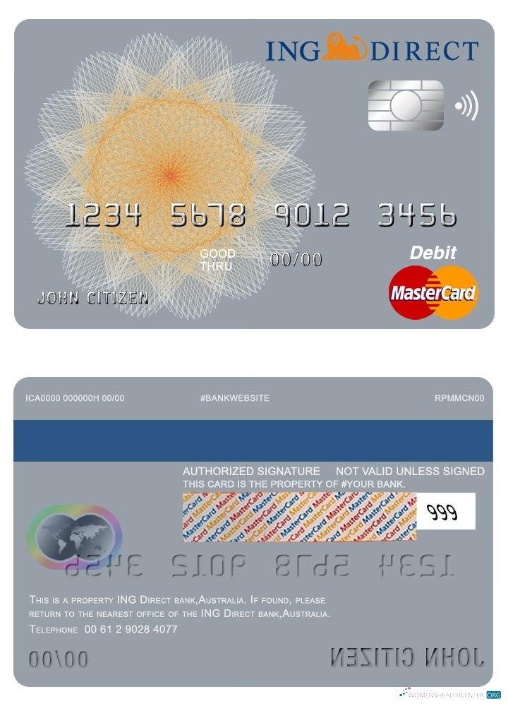 Download Australia Ing Direct bank master card Photoshop template